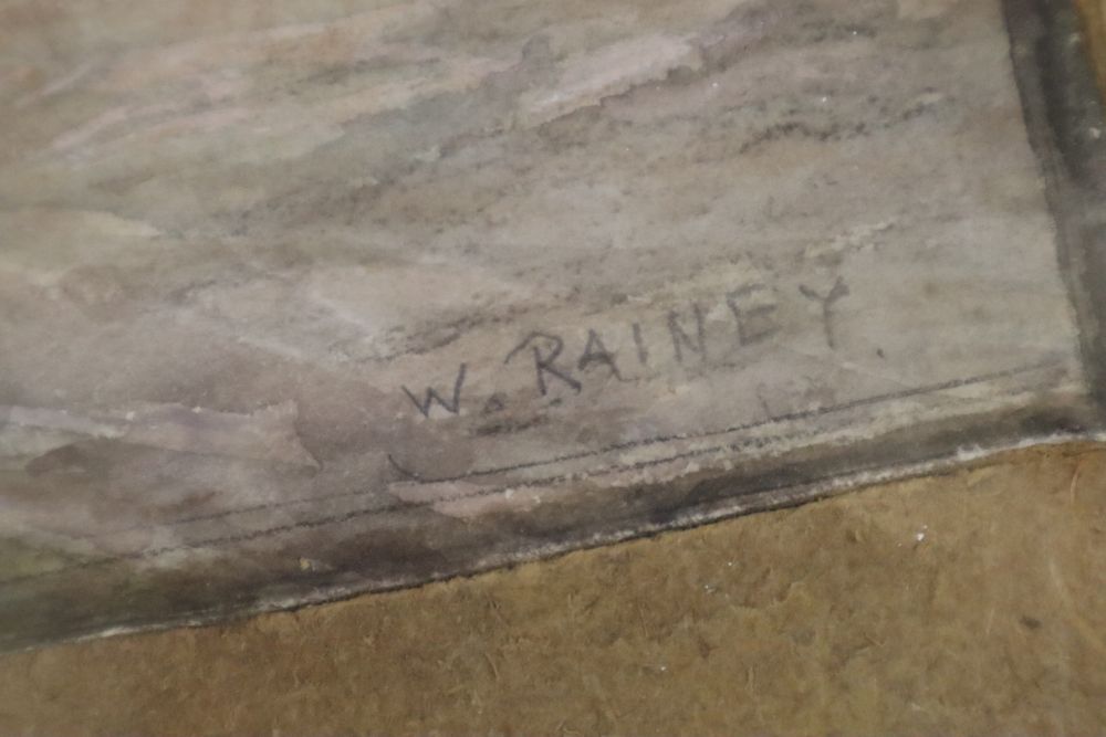 William Rainey (1852-1936), Milton Street, near Alfriston, signed and six other unframed watercolours, 23 x 39cm (Rainey)